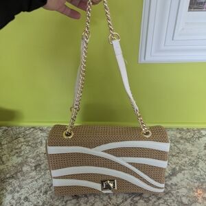 INC International Concepts Tan and White Crossbody Bag